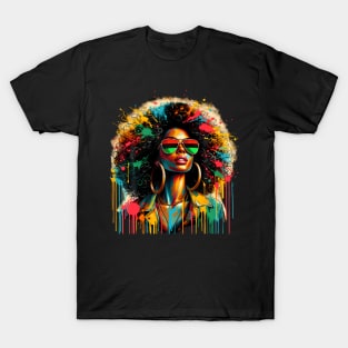 Juneteenth Black Womens Queen Afro African Melanin Dripping T-Shirt